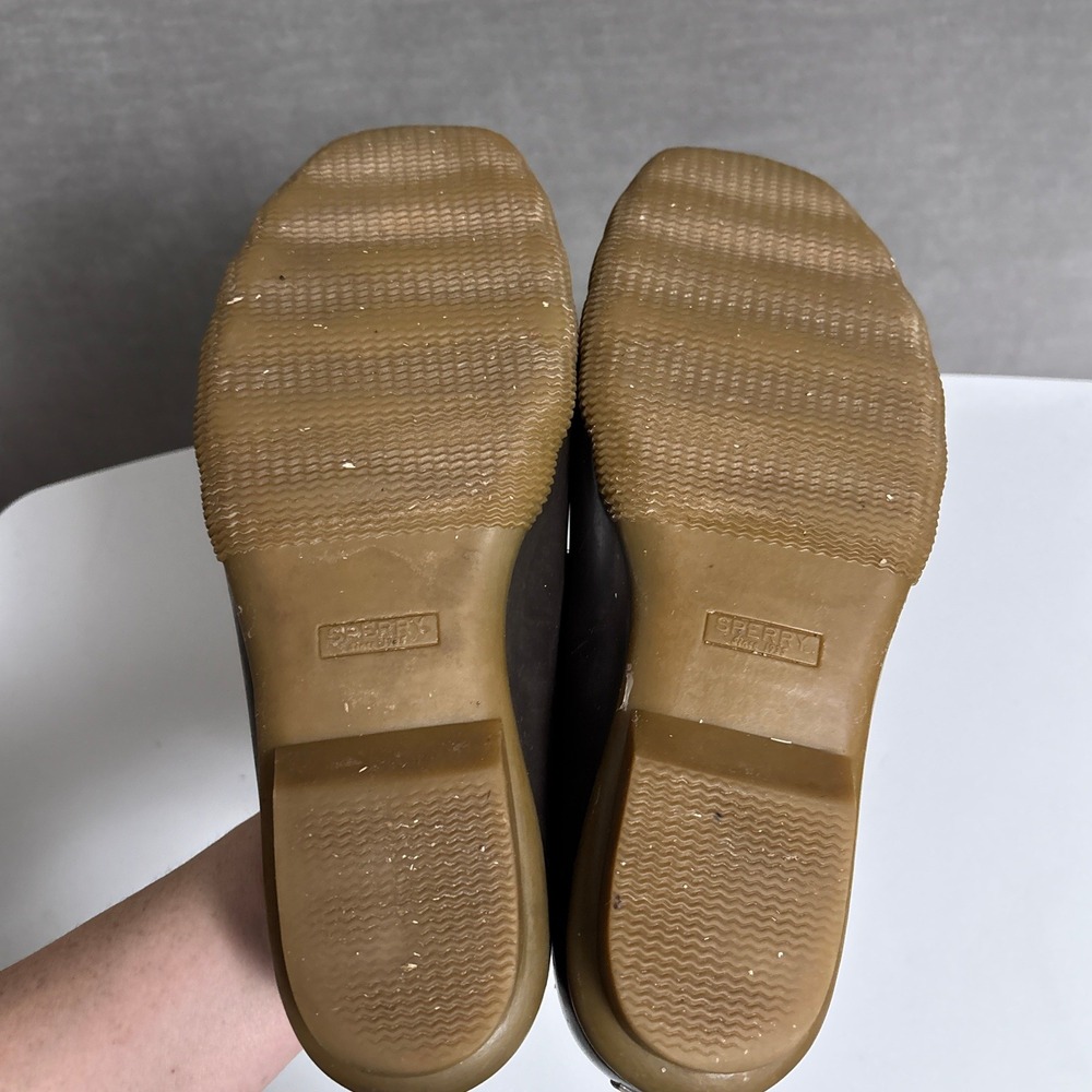 Sperry Duck Shoes Womens 11 Tan Leather Rubber Low Top Saltwater Rain Boots - Picture 11 of 12